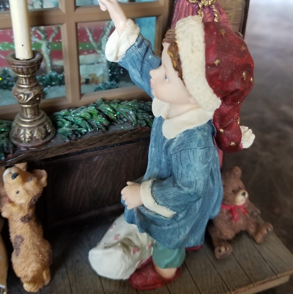 Vintage Christmas lights 3d 2 sided window decor snow glass display musical - Picture 4 of 16